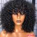 Short Curly Human Hair Wig with Bangs for Black Women - Brazilian Remy, 200 Density, 14 Inch Natural Color - Buy Online on GoSupps.com