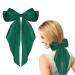 HundoPony Hair Bow Long Tail Soft Silky Satin Bowknots with Metal Clips Barrettes Hair Clips for Girls Women Stylish French Ribbon Hairpin Green