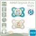 MAM Day & Night Skin Soft Silicone Pacifier Set (0-6 Months) - 4 Pacifiers & 2 Sterilized Transport Boxes Neutral Colors | International Shipping - Buy Online on GoSupps.com