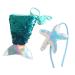Sequin Mermaid Crossbody Purse Coin and Starfish Headbands (Blue)