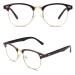 CGID 50s Retro Nerd Glasses Half Frame Horn Glasses Style Rockabilly Geek Glasses Brown