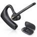 Bluetooth Headset, Single-Ear Bluetooth Earpiece with CVC8.0 Dual Mic Noise Cancelling Wireless Headset, Hands-Free Earphone Compatible for iPhone Android Cell Phones Driving/Business/Office Black