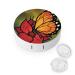 Monarch Butterfly and Flower Contact Lens Case Travel Portable Travel Contact Lens Box with Mirror style