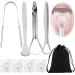 BDSHUNBF 9 pieces of tongue cleaner with a bag and hook tongue scraper tongue scraper for bad breath recyclable tongue scraper against bad breath tongue brush heals bad breath