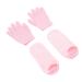 Moisturizing Gel Gloves Socks Set Soft Full Coverage Design for Dry Cracked Hands Feet with Cream Gift Choice for Men Women to Use (Pink)