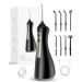 Water Flosser - Unique U-Shaped Tip for All-Round Cleaning 8 Replacement Tips 4 Modes Rechargeable Water Dental flosser with IPX8 Waterproof for Home and Travel 350 ML Water Tank Black