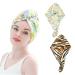 Anller microfiber hair towel quickly drying anti-frizz bath towel for long and thick hair super absorbent soft (tiger strip and leaf pattern) 2 pieces