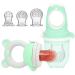 2 Fruit Teats for Baby Toddler 3 Silicone Teats Pacifier Teething Ring for Fruit Vegetable Puree Supplementary Food (Green)