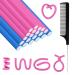 AOOWU 20 Pcs Flexi Rods for Hair Heatless Hair Rollers Bendy Foam Curler Rollers for Short Medium Long Hair Twist-flex Rods Set Heatless Hair Rollers for Sleeping Hairstyle DIY Home Hair Salon 10 pcs Pink + 10 pcs Blue