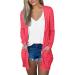 Elegant Women's Long Sleeve Rope Cardigan - Watermelon Red Knitting Coat | Casual Open Sweater & Jacket - Perfect Winter Outwear - Buy Online on GoSupps.com