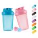 Gaishion Protein Shaker bottle 400 ml leak -proof BPA free protein shakers for supplement shakes with sieve & scale fitness mixer for creamy whey protein powder shakes (blue+pink (2PCs))