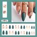 Dark Green Almond Press on Nails with Gold Line & Leaf Design | 24Pcs Matte & Glossy Acrylic Fake Nails for Women & Girls - Buy Online on GoSupps.com