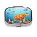 Turtle and Fish Printing 2 Compartment Small Pill Case Cute Small Pill Box Purse Pill Boxs Travel Pill Organizer for Pocket Purse and Travel Gifts