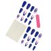 Medium Press on Nails - French Tip Acrylic Coffin Nails with Flower Designs & Rhinestones - 24Pcs Blue Glitter Stick on Nails for Women & Girls - Buy Online on GoSupps.com