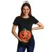 For G and PL Halloween Pregnancy Womens Top Maternity Funny Graphic Short Sleeve Shirt S-XXL S Pumpkin Face