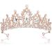 CURASA Sparkling Crystal Crown Gorgeous Tiaras for Women Queen Princess Crown Beautiful Birthday Crown for Girls Tiara for Wedding Parties Rhinestone Hair Accessories for Women Rose Gold
