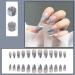 Justotry 24 Pcs Almond Glitter Silver Short False Nails Grey French Press on Nails with Nail Glue - Oval Medium Stick on Nails for Women - Buy Online on GoSupps.com