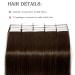 SEGO Tape Extensions - 100% Remy Hair Adhesive Tape 12 Dark Brown #2 | 20 Pieces + 10 Free Tapes - Smooth Real Hair Extensions - Buy Online on GoSupps.com