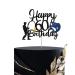 Fishing 60th Birthday Cake Topper Fisherman Happy 60th Birthday Cake Topper for Men Fishing Enthusiast 60th Party Decoration Men's 60th Birthday Party Supplies - Black Glitter
