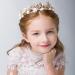 IYOU Princess Gold Flower and Shell Headpiece Pearl Hair Chain Crystal Bridal Mermaid Hair Accessories for Flower Girls