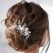 Prosy Bridal Wedding Flower Hair Comb Slide - Silver Crystal Hair Accessories & Rhinestone Headpiece for Women & Girls - Buy Online on GoSupps.com