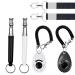 Dog Whistle and Dog Clicker Dog Training Kit Adjustable Frequencies Pitch Whistle with Black Lanyard and Wrist Strap for Dog Training Durable Lightweight Easy to Use 4 Pack (Black and White)