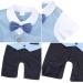 AmzBarley Baby Boys Gentleman's Tuxedo Romper Suit Blue | Long/Short Sleeve Dress Shirt Pants Vest Bowtie | Birthday Party Outfit | 3-6 Months - Buy Online on GoSupps.com