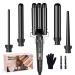 BESTOPE PRO Curling iron curling iron 3 sheets 5in1 curling iron set 3 barrels for large waves temperature setting quick heating and a glove 2 clips black