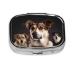Animal Dog Photo Printing 2 Compartment Small Pill Case Cute Small Pill Box Purse Pill Boxs Travel Pill Organizer for Pocket Purse and Travel Gifts