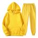 Fleece Sweatsuits Tracksuits for Men, Winter Sweatshirts Sweatpants Outfits Comfy Joggers Hoodie Workout Set Yellow Large