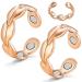 Vicmag 2PCS Copper Rings for Women 7X Ultra Strength Magnetic 99.99% Solid Pure Copper Adjustable with Gift Box (Rose Gold) Leaf Rose Gold
