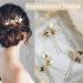 Elegant 8-Piece Bridal Hair Pins with Pearl Flowers and Gold Leaves - Wedding Hair Accessories for Women - Buy Online on GoSupps.com