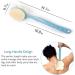2-in-1 Shower Body Brush with Loofah Sponge & Bristles Back Scrubber - Exfoliating Bath Brush for Women and Men - Long Handle for Wet or Dry Use - Blue - Buy Online on GoSupps.com