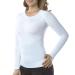 +MD Womens Bamboo Slimming Undershirts for Tummy Waist and Bust Long Sleeves Thermal Underwear Round Neck White Large