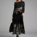Women's Casual Fall Wedding Guest Midi Dress - Black Long Sleeve Cocktail Party Tunic Flower Shirt Hawaiian Plus Size - Size Large - Buy Online on GoSupps.com
