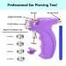 Professional Ear Piercing Gun Kit with 22 Pairs of Sterling Silver and Stainless Steel Earrings - Purple - Buy Online on GoSupps.com