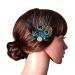 Feather Peacock Hair Clip Natural Feather Fascinator Barrette with Sparking Rhinestone 111