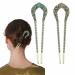2 Pcs Vintage Hair Stick  Crystal Rhinestone Double Prong Hair Pin Stick Hairstyle Chignon Hairpin(champagne & blue)