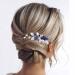Casdre Crystal Bridal Hair Comb Silver Rhinestone Bride Wedding Hair Piece Side Comb Party Prom Hair Accessories for Women and Girls (B Blue)