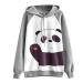 Bigfanshu Womens Cartoon Panda Print Sweatshirt Casual Simple Loose Hoodie Cute Comfortable Fresh Pullover Blouse Top Gray