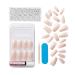 KISS Classy French Nail Manicure Kit with Gel Finish - Long Coffin Shaped, Includes Scrunchie and Pink Nail Glue - 28 Fake Nails, Mini File, Manicure Stick - Buy Online on GoSupps.com