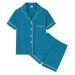 SWOMOG Unisex Girls Boys Modal Pyjamas Set Button-Down PJs Short Sleeve Sleepwear Two-Piece Lounge Sets 10-11 Years Turquoise