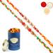 Ghasitaram Gifts Rakhi for Brother Rakhis Online - Set of 2 6431 6432 Pearl Rakhis with 100 GMS of Dryfruits Mix Can