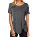 Ganfancp Women's Summer Short Sleeve Irregular Button Blouse Top in Gray- Plus Size 4X-Large - Buy Online on GoSupps.com
