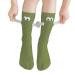 KSHSAA 2 Pair Couple Holding Hands Socks for Kids Magnetic Socks Funny Magnetic Suction 3D Doll Socks Comfortable Unisex Hiking Walking Socks for Women Men Green