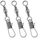 Dr.Fish 50 Pack Fishing Snap Swivels Barrel Swivel with Snap Freshwater Swivels Fishing Tackles Stainless Steel Safty Interlock Snaps Black Nickel Copper 26-132Lb #14(26LB)-50 Pack