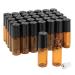 Amber glass roll bottles 5 ml 35 pieces with stainless steel roller balls and black lids perfect for essential oils aromatherapy mixtures/perfumes/lip balm including dropper