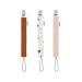 Baby pacifier strap 100 % cotton handmade baby pacifier holder light and tear-resistant pacifier (three-pack-tile color beige colorful pattern)