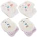 NUOBESTY Lot de 4 Bracelets Anti-humidit en Polaire Douce et lastique Couleur Blanc Motif Chat et Lapin Taille Petite pour Lavage du Visage et Soins Spa Domicile
