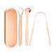 WILsem Stainless Steel Tongue Scraper Tongue Cleaner Brush Fresh Breath with Travel Box 3 Sets Rose Gold